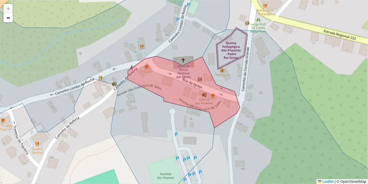 Mapa detalhado do código postal 9370-626 com limites, códigos postais vizinhos e agências dos correios