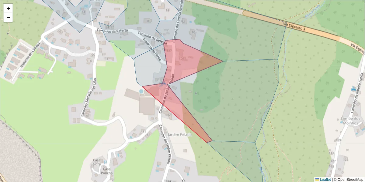 Mapa detalhado do código postal 9370-630 com limites, códigos postais vizinhos e agências dos correios