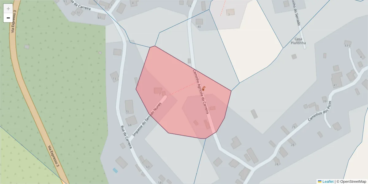 Mapa detalhado do código postal 9370-643 com limites, códigos postais vizinhos e agências dos correios