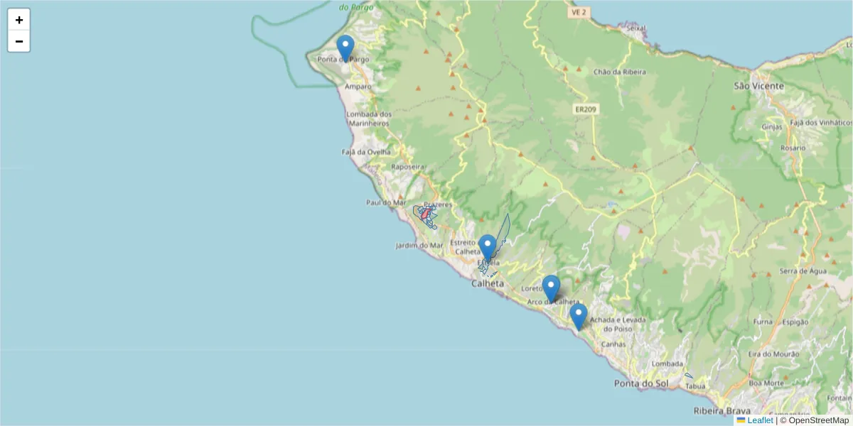 Mapa detalhado do código postal 9370-650 com limites, códigos postais vizinhos e agências dos correios