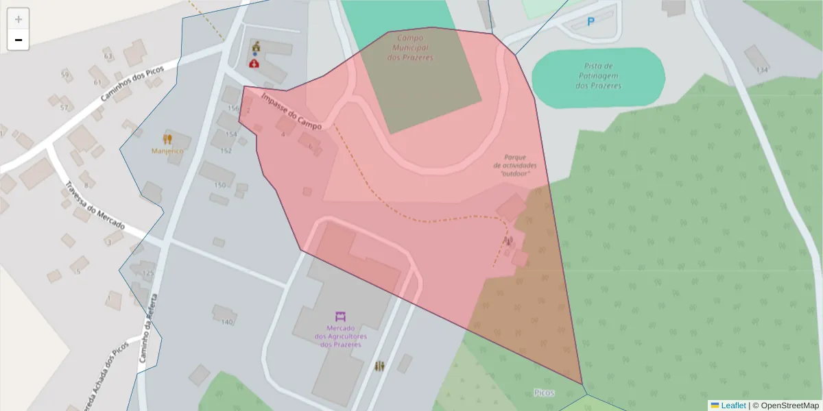 Mapa detalhado do código postal 9370-656 com limites, códigos postais vizinhos e agências dos correios