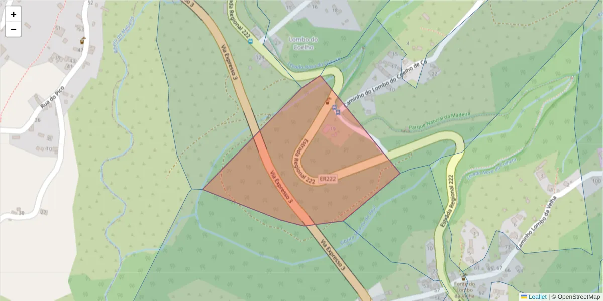 Mapa detalhado do código postal 9370-663 com limites, códigos postais vizinhos e agências dos correios