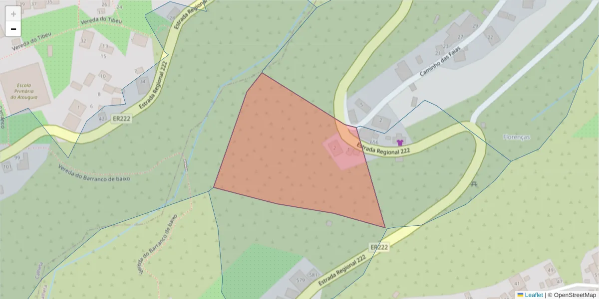 Mapa detalhado do código postal 9370-724 com limites, códigos postais vizinhos e agências dos correios