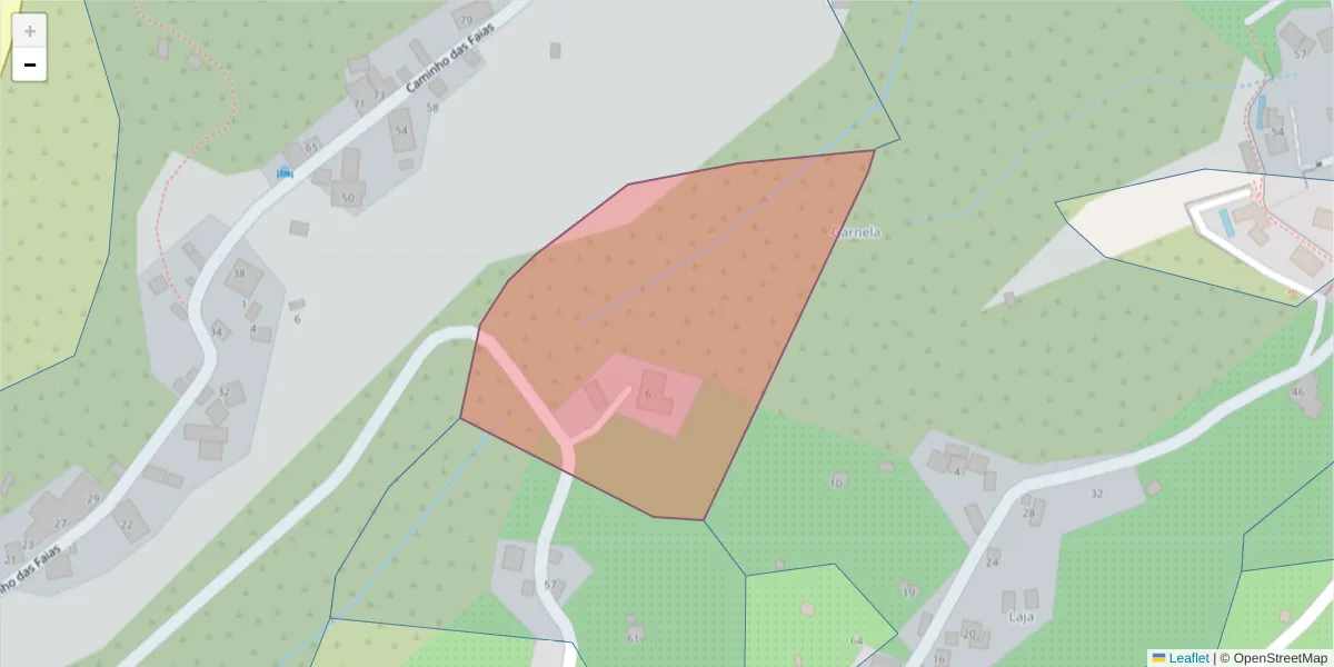 Mapa detalhado do código postal 9370-734 com limites, códigos postais vizinhos e agências dos correios