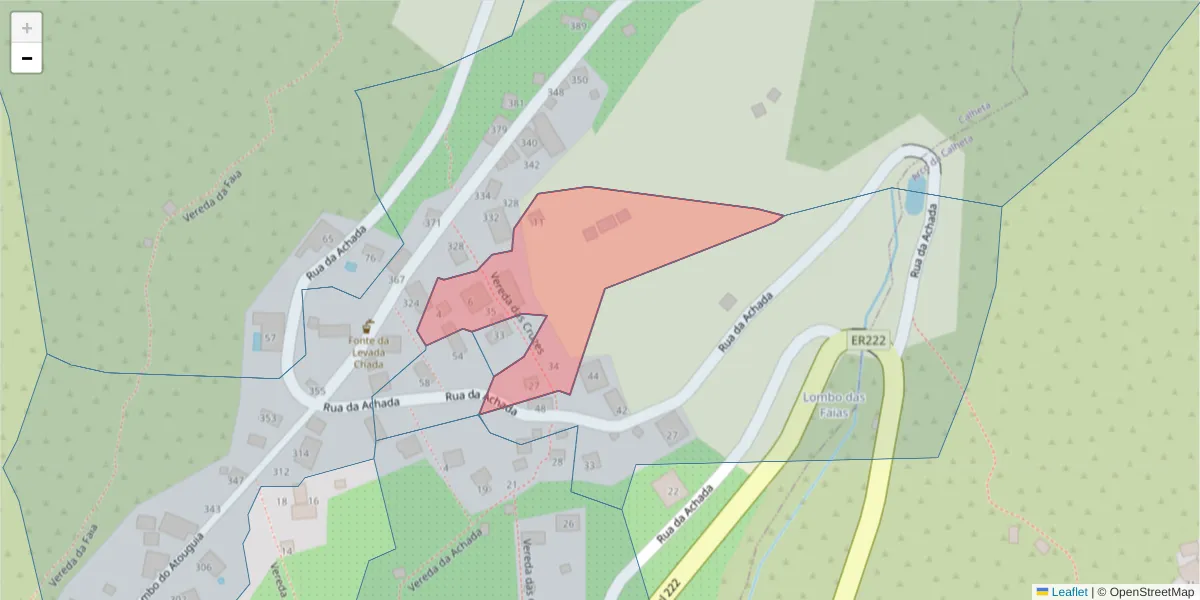 Mapa detalhado do código postal 9370-754 com limites, códigos postais vizinhos e agências dos correios