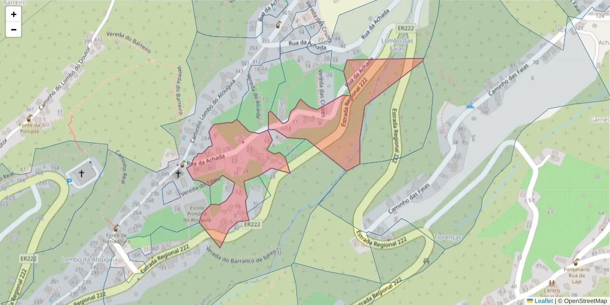 Mapa detalhado do código postal 9370-755 com limites, códigos postais vizinhos e agências dos correios