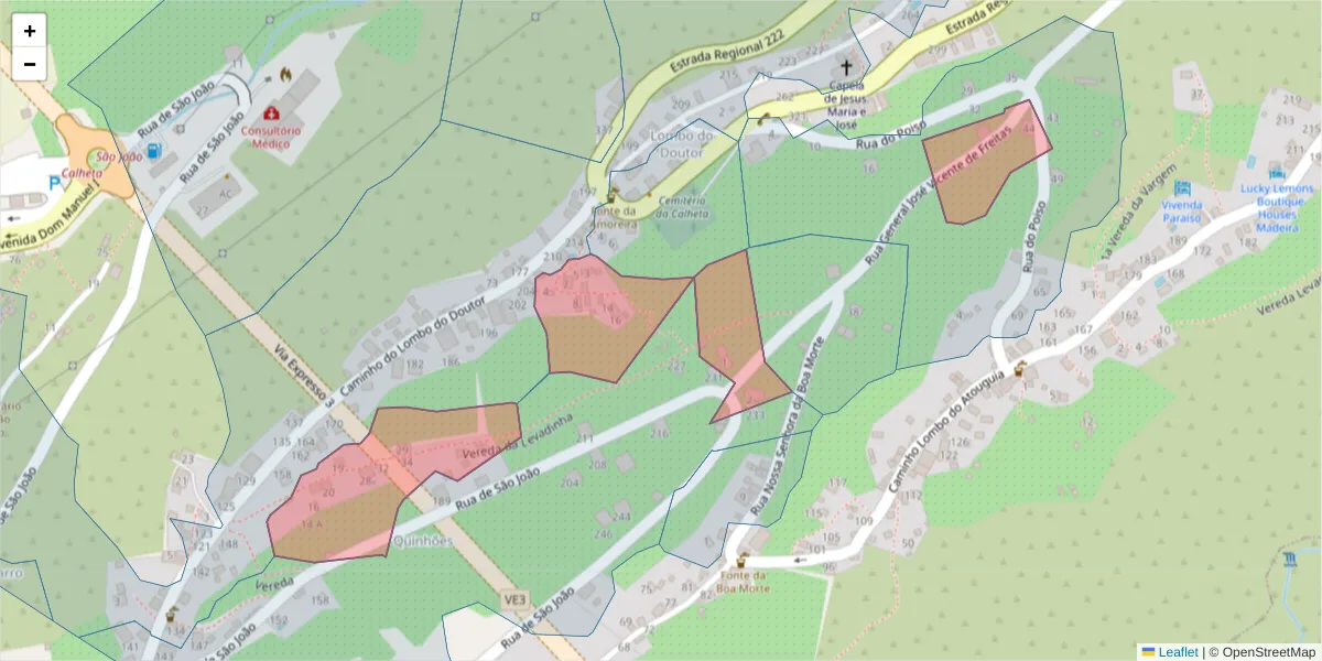 Mapa detalhado do código postal 9370-762 com limites, códigos postais vizinhos e agências dos correios