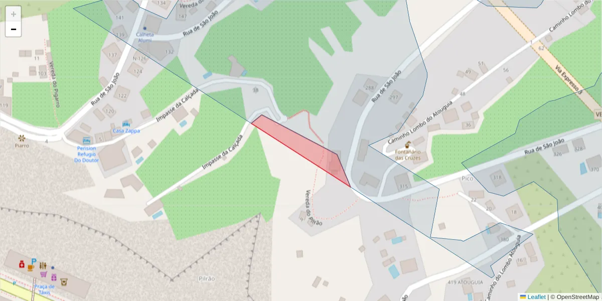 Mapa detalhado do código postal 9370-764 com limites, códigos postais vizinhos e agências dos correios