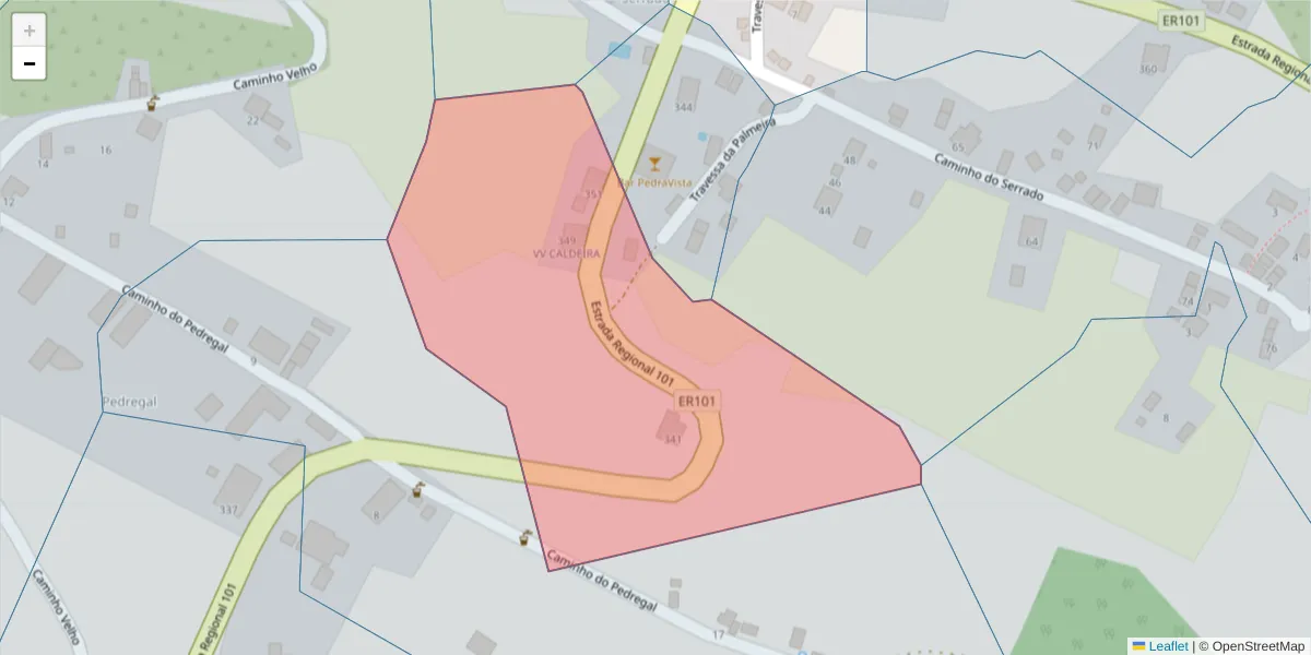 Mapa detalhado do código postal 9385-130 com limites, códigos postais vizinhos e agências dos correios