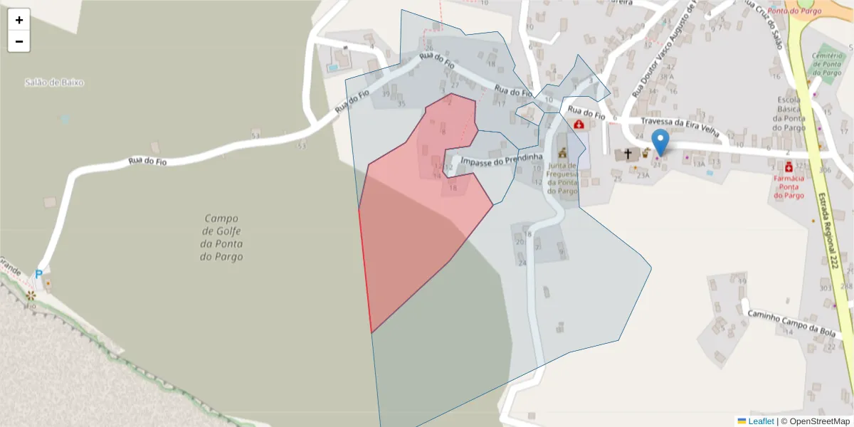 Mapa detalhado do código postal 9385-267 com limites, códigos postais vizinhos e agências dos correios