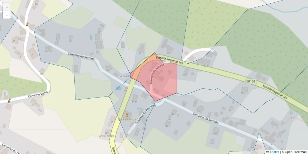 Mapa detalhado do código postal 9385-278 com limites, códigos postais vizinhos e agências dos correios
