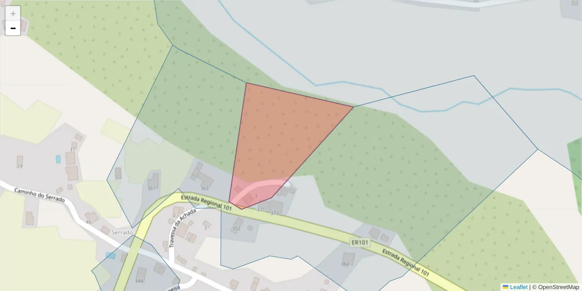 Mapa detalhado do código postal 9385-302 com limites, códigos postais vizinhos e agências dos correios