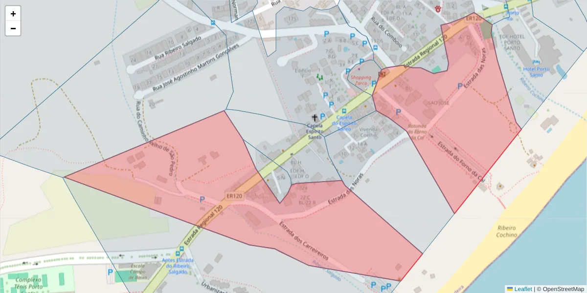 Mapa detalhado do código postal 9400-139 com limites, códigos postais vizinhos e agências dos correios