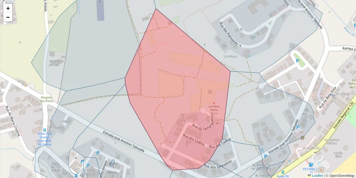 Mapa detalhado do código postal 9400-142 com limites, códigos postais vizinhos e agências dos correios