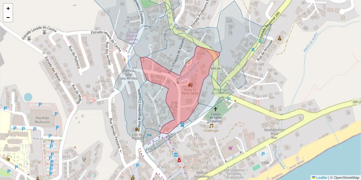 Mapa detalhado do código postal 9400-154 com limites, códigos postais vizinhos e agências dos correios