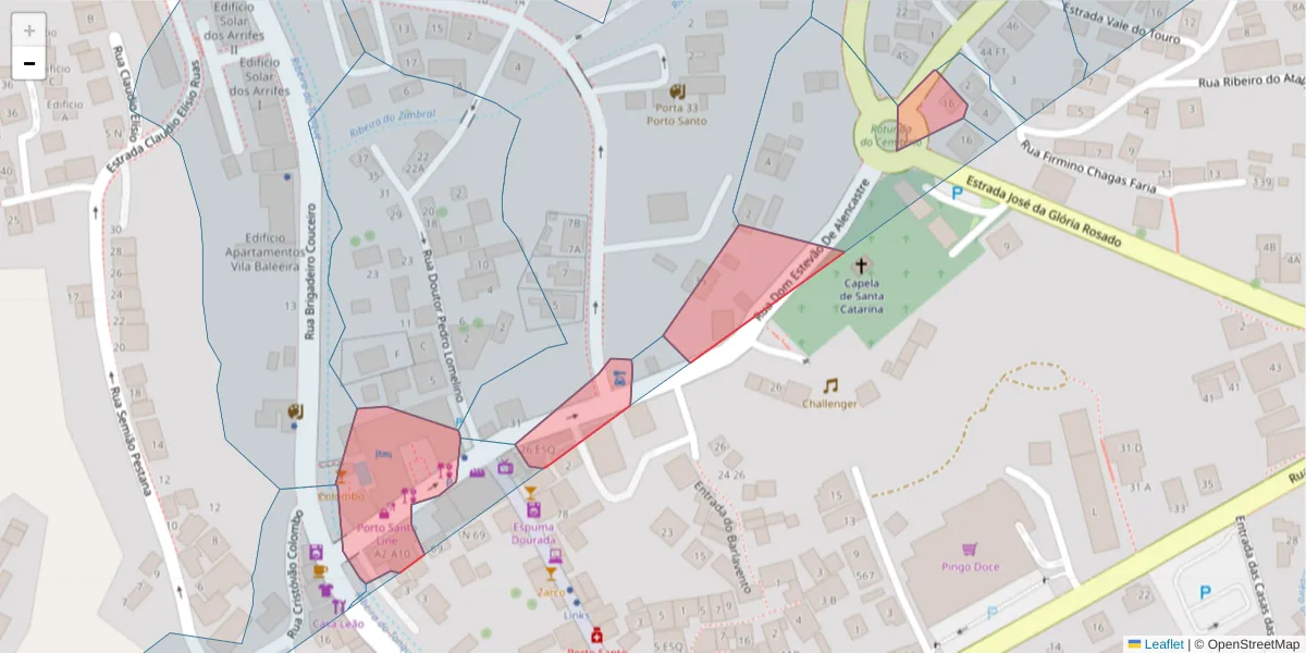 Mapa detalhado do código postal 9400-161 com limites, códigos postais vizinhos e agências dos correios