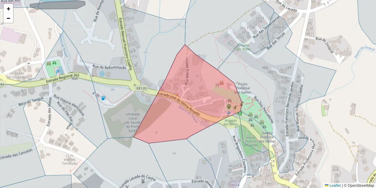 Mapa detalhado do código postal 9400-194 com limites, códigos postais vizinhos e agências dos correios