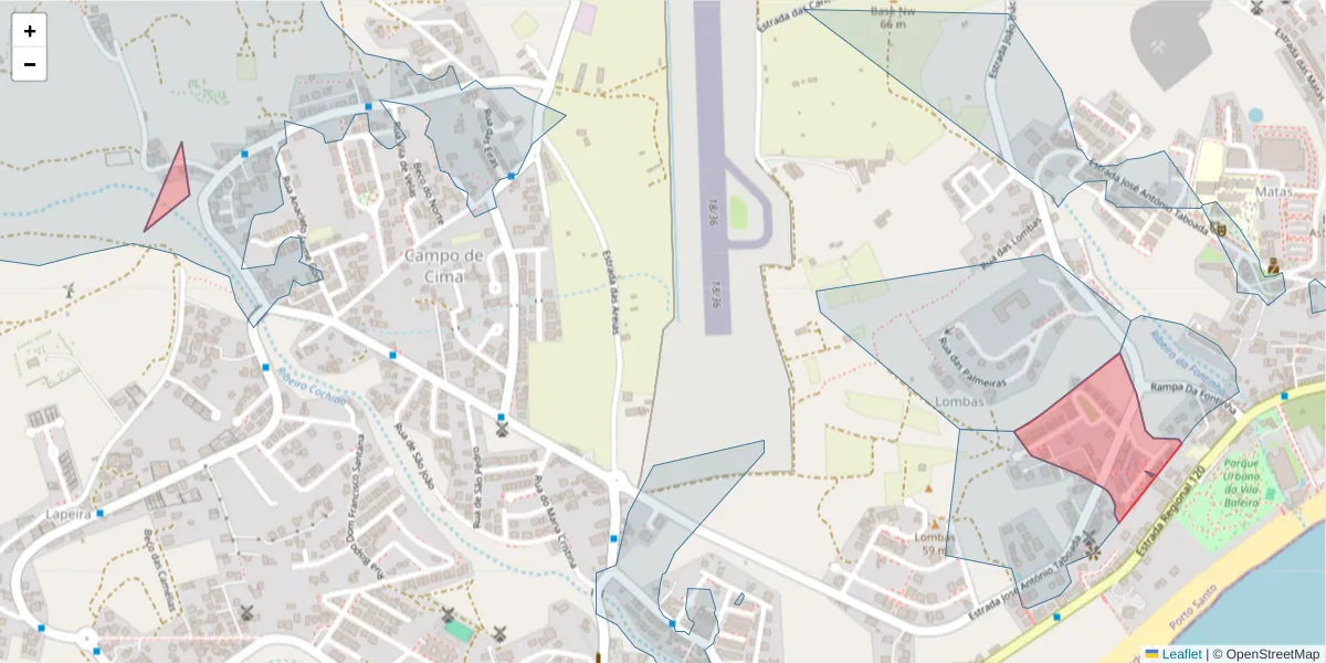 Mapa detalhado do código postal 9400-220 com limites, códigos postais vizinhos e agências dos correios