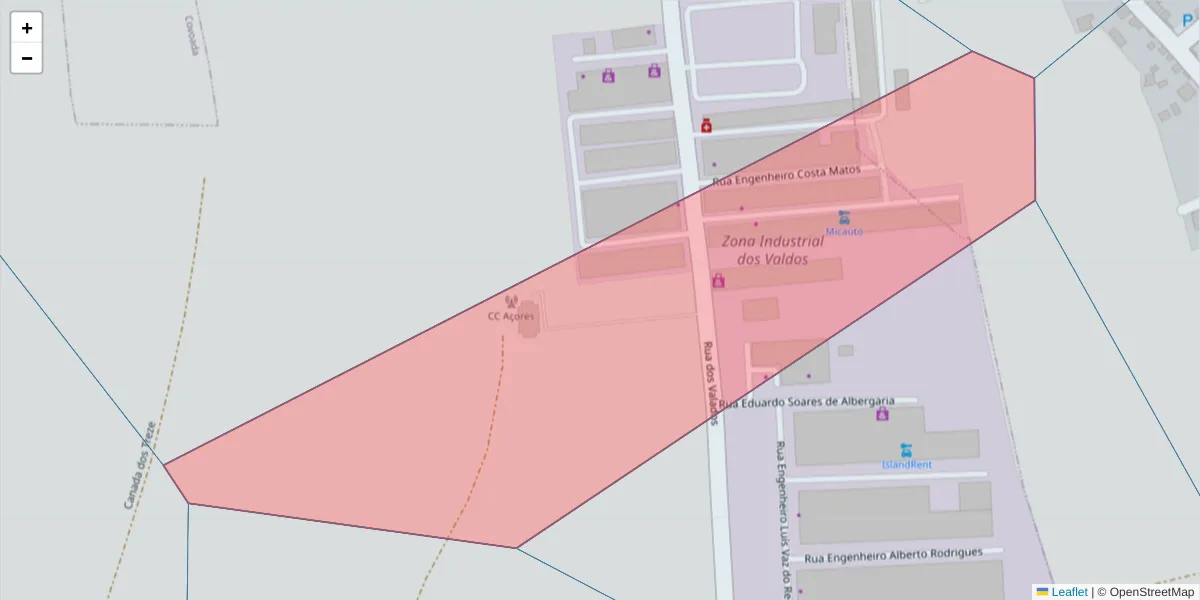 Mapa detalhado do código postal 9500-680 com limites, códigos postais vizinhos e agências dos correios