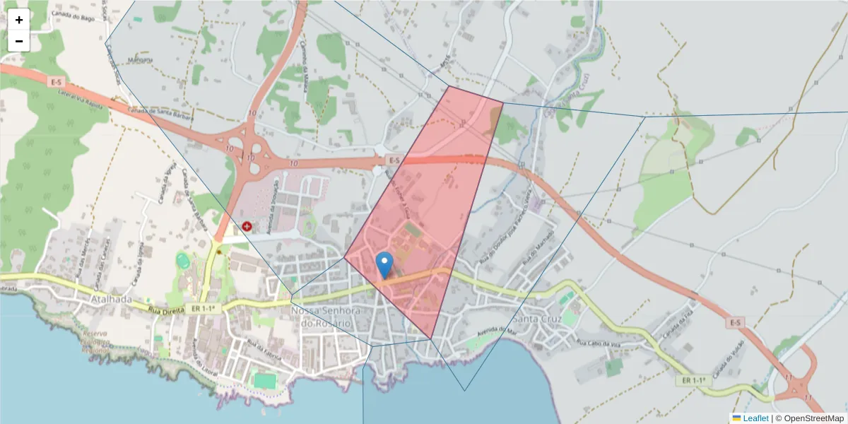 Mapa detalhado do código postal 9560-022 com limites, códigos postais vizinhos e agências dos correios
