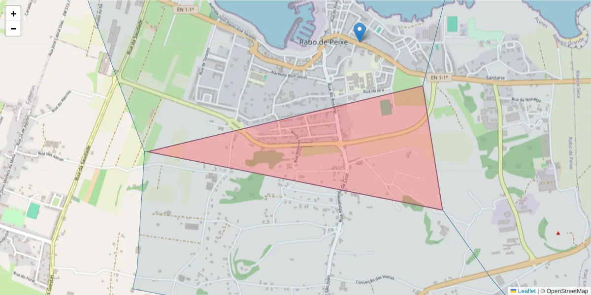 Mapa detalhado do código postal 9600-091 com limites, códigos postais vizinhos e agências dos correios