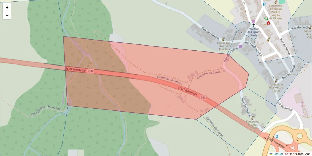 Mapa detalhado do código postal 9630-024 com limites, códigos postais vizinhos e agências dos correios