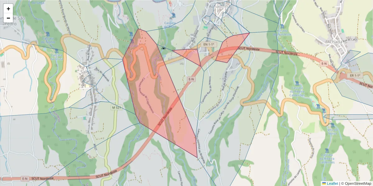 Mapa detalhado do código postal 9630-041 com limites, códigos postais vizinhos e agências dos correios