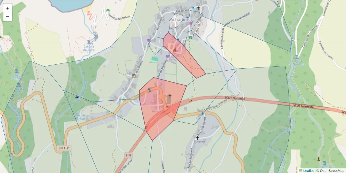Mapa detalhado do código postal 9630-043 com limites, códigos postais vizinhos e agências dos correios