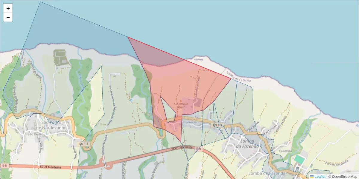 Mapa detalhado do código postal 9630-070 com limites, códigos postais vizinhos e agências dos correios