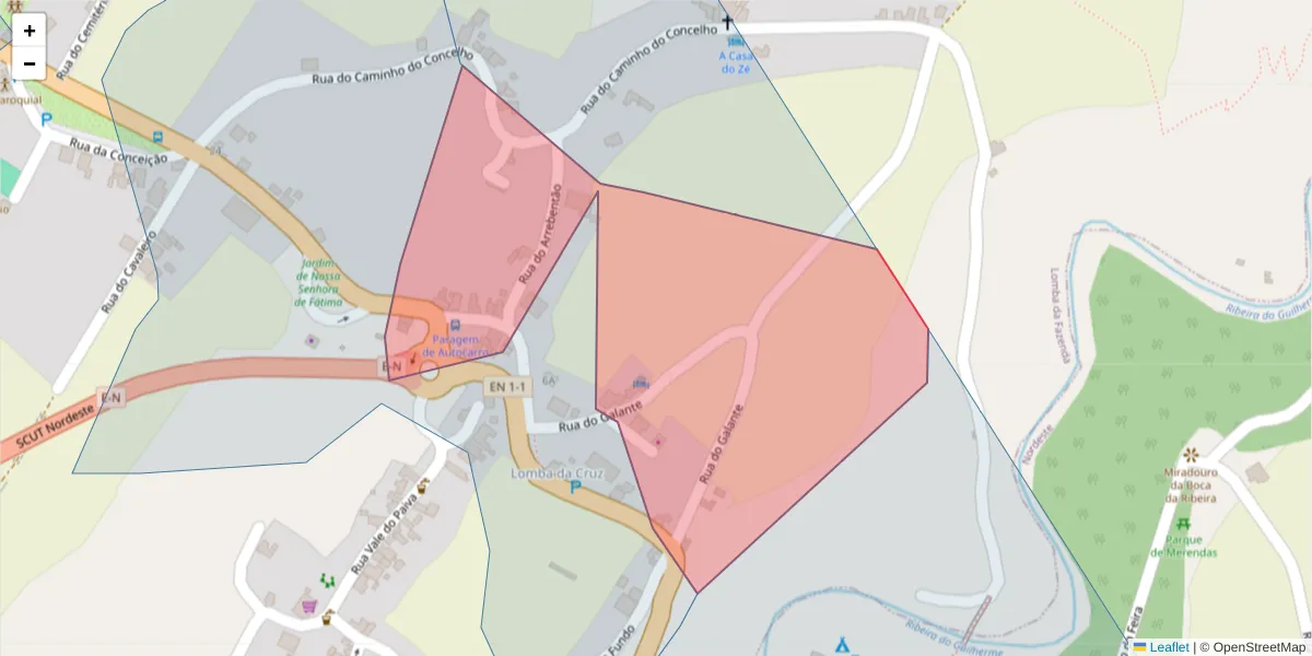 Mapa detalhado do código postal 9630-081 com limites, códigos postais vizinhos e agências dos correios