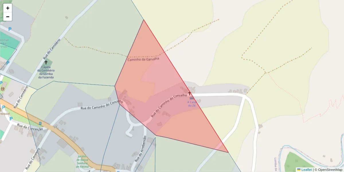 Mapa detalhado do código postal 9630-090 com limites, códigos postais vizinhos e agências dos correios