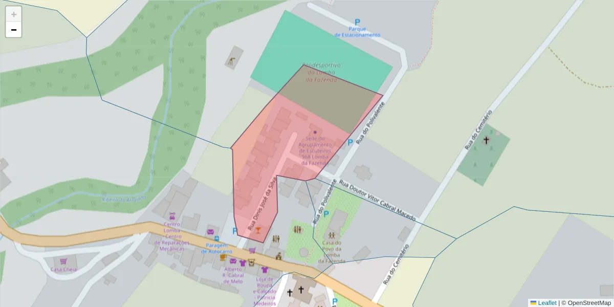 Mapa detalhado do código postal 9630-128 com limites, códigos postais vizinhos e agências dos correios