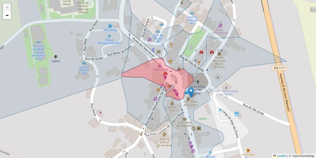 Mapa detalhado do código postal 9630-141 com limites, códigos postais vizinhos e agências dos correios
