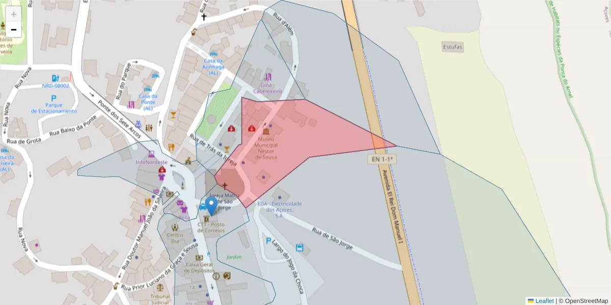 Mapa detalhado do código postal 9630-144 com limites, códigos postais vizinhos e agências dos correios