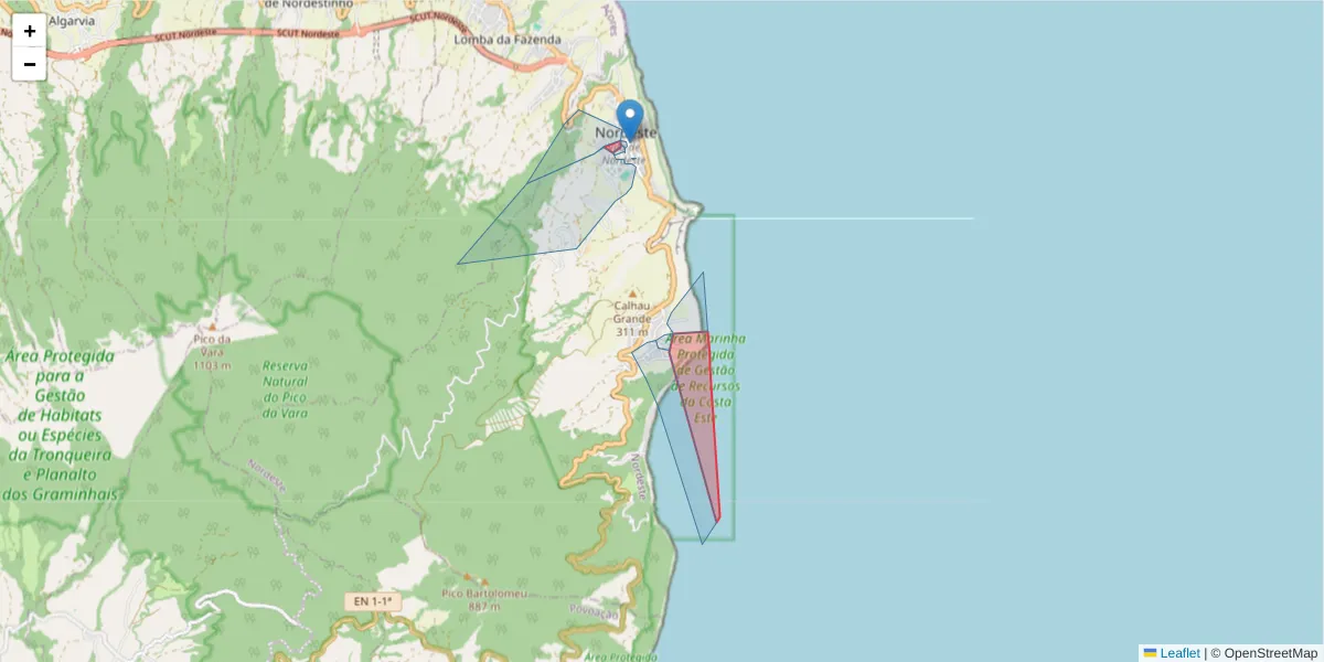 Mapa detalhado do código postal 9630-159 com limites, códigos postais vizinhos e agências dos correios
