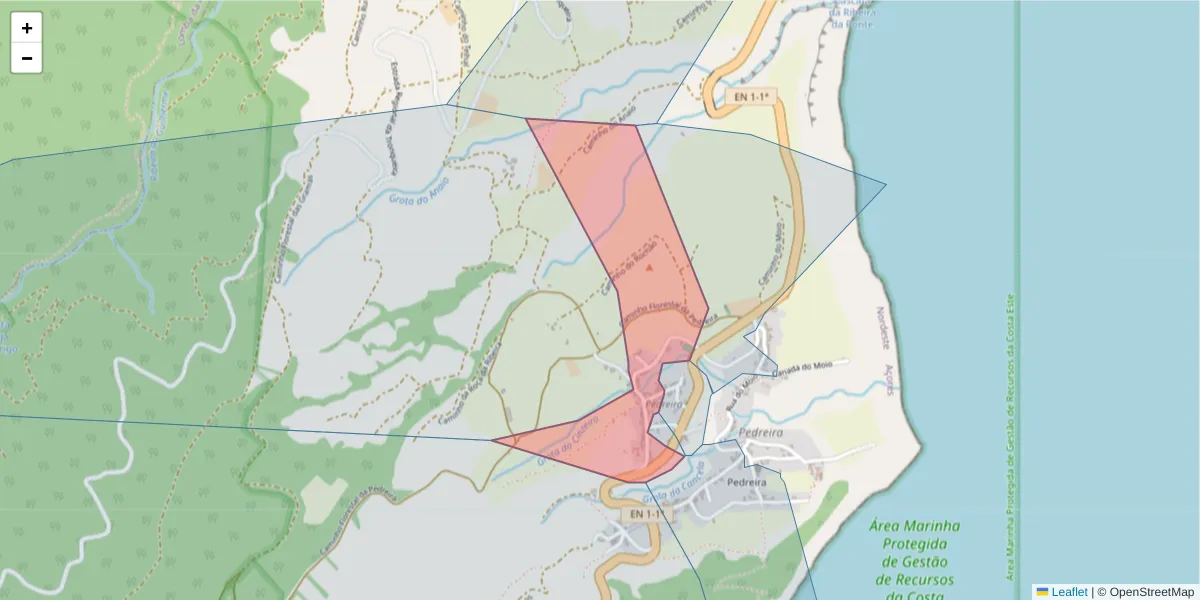 Mapa detalhado do código postal 9630-186 com limites, códigos postais vizinhos e agências dos correios