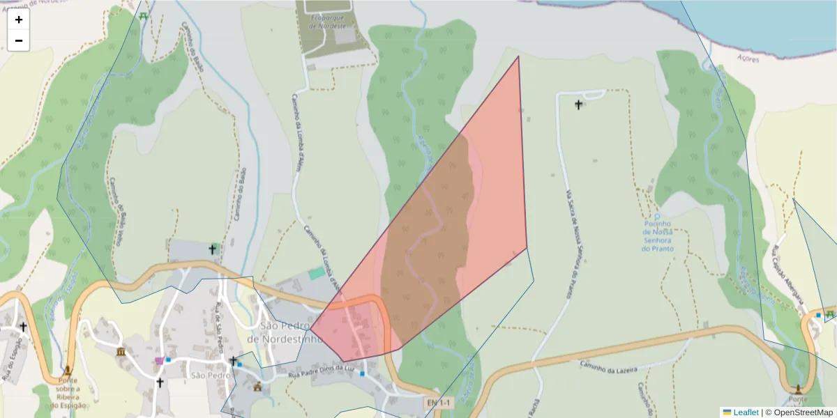 Mapa detalhado do código postal 9630-248 com limites, códigos postais vizinhos e agências dos correios