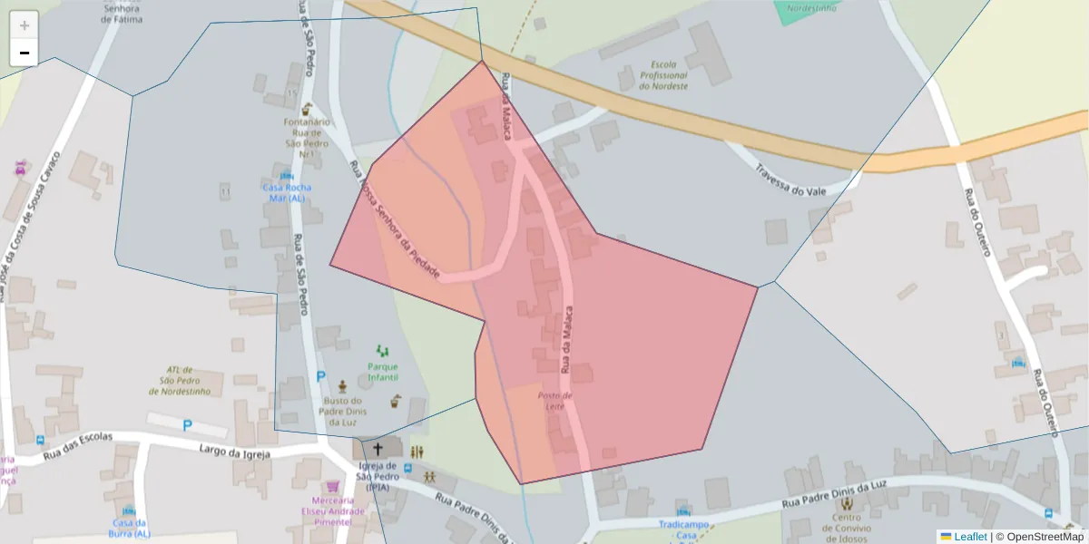Mapa detalhado do código postal 9630-249 com limites, códigos postais vizinhos e agências dos correios