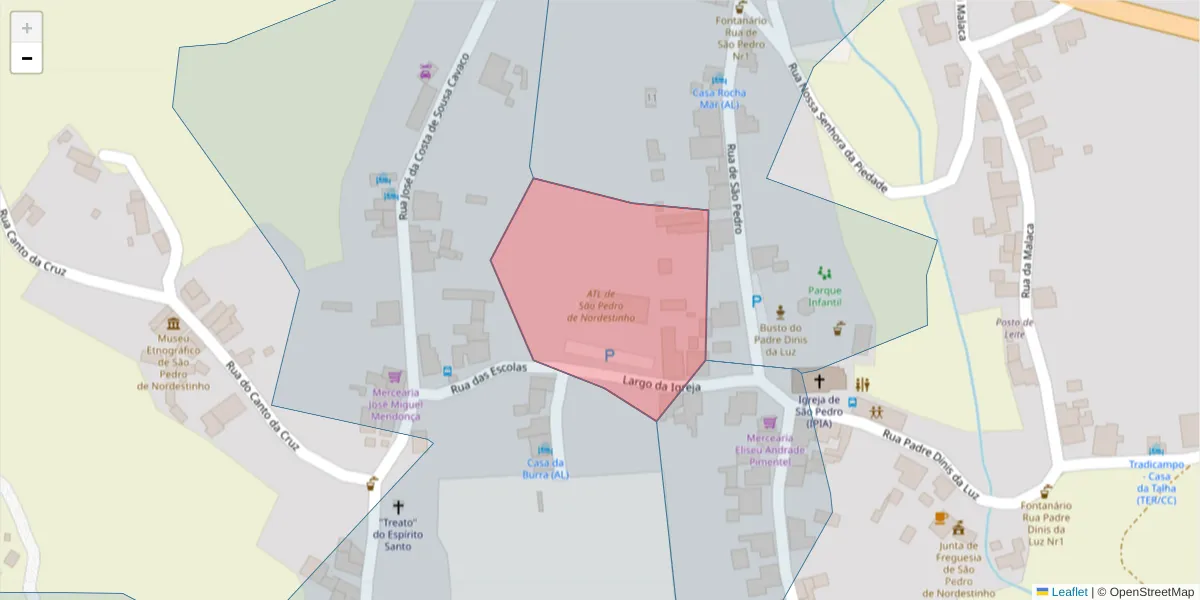 Mapa detalhado do código postal 9630-252 com limites, códigos postais vizinhos e agências dos correios