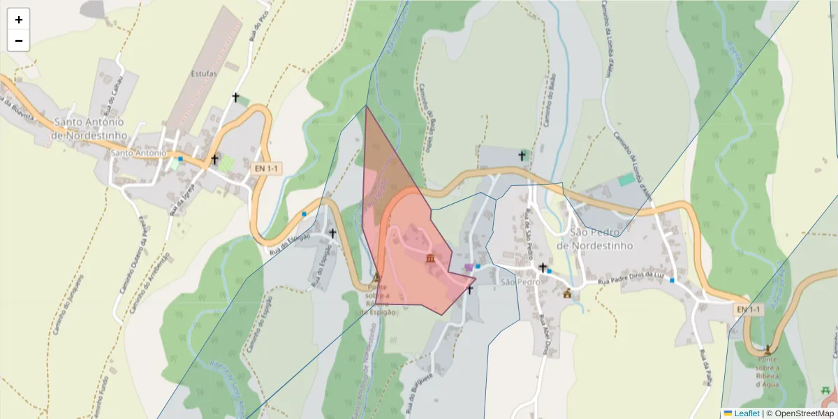 Mapa detalhado do código postal 9630-256 com limites, códigos postais vizinhos e agências dos correios