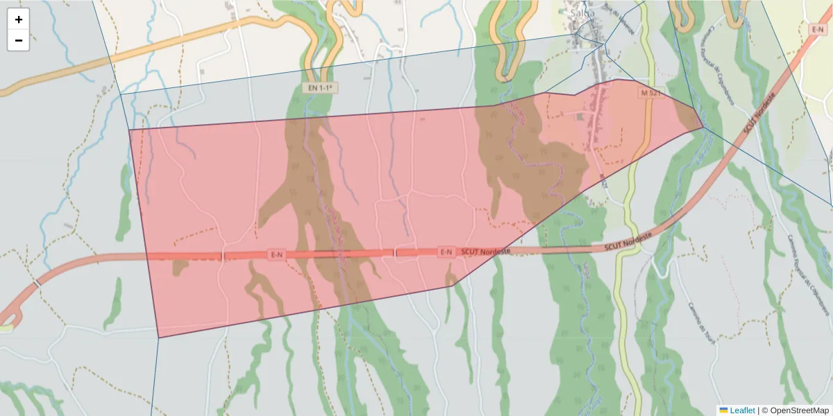 Mapa detalhado do código postal 9630-284 com limites, códigos postais vizinhos e agências dos correios
