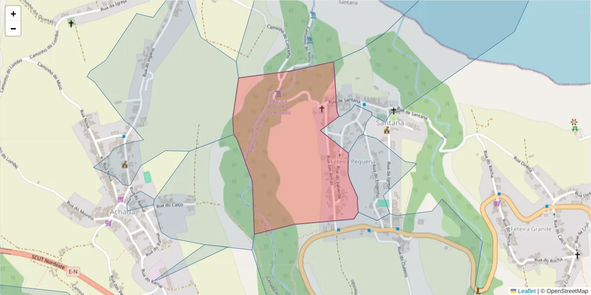 Mapa detalhado do código postal 9630-312 com limites, códigos postais vizinhos e agências dos correios