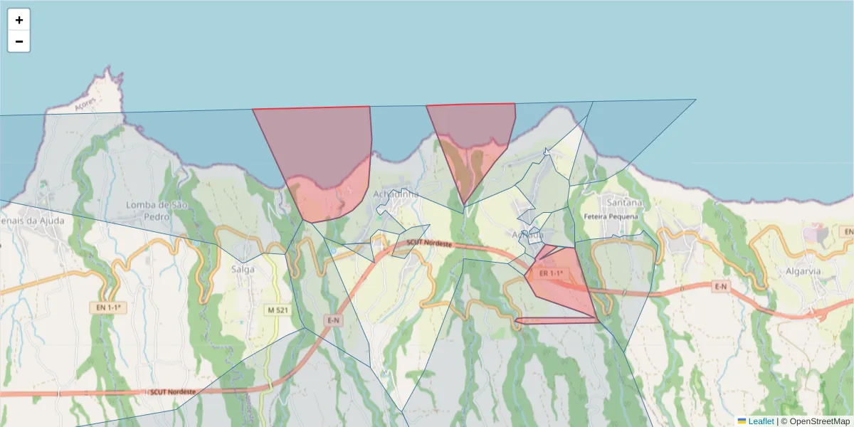 Mapa detalhado do código postal 9630 com limites, códigos postais vizinhos e agências dos correios