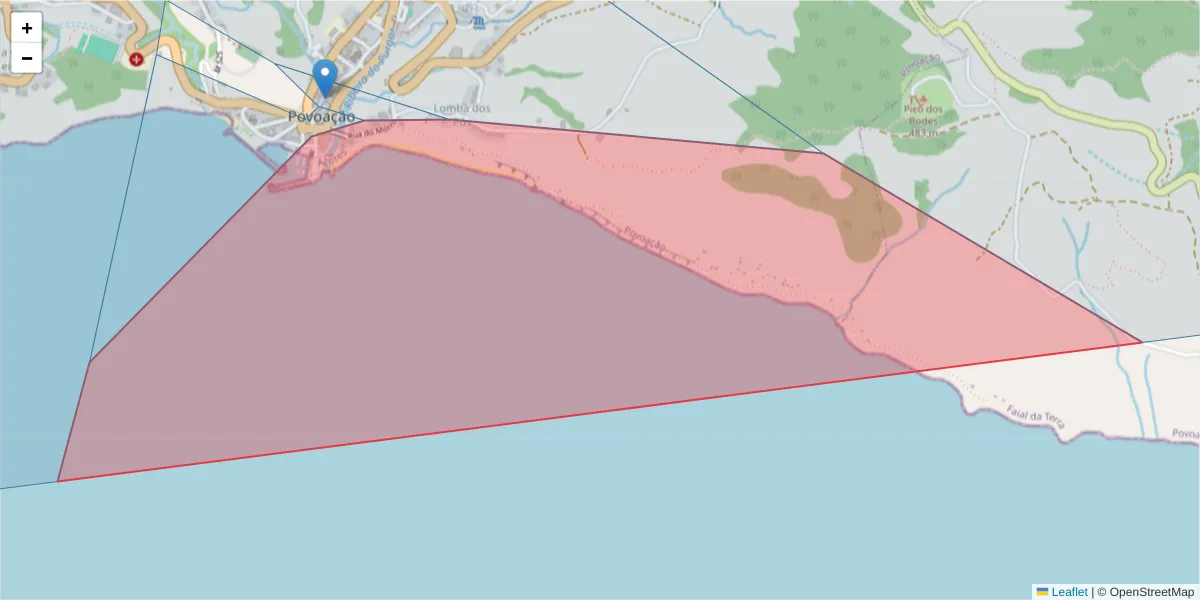 Mapa detalhado do código postal 9650-416 com limites, códigos postais vizinhos e agências dos correios