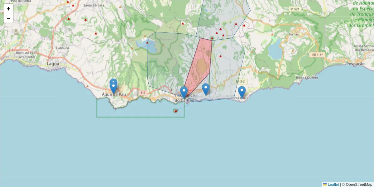 Mapa detalhado do código postal 9680-130 com limites, códigos postais vizinhos e agências dos correios