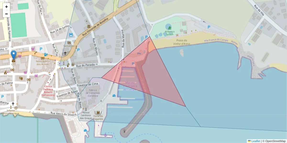 Mapa detalhado do código postal 9680-187 com limites, códigos postais vizinhos e agências dos correios