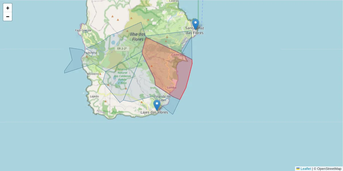 Mapa detalhado do código postal 9960-520 com limites, códigos postais vizinhos e agências dos correios