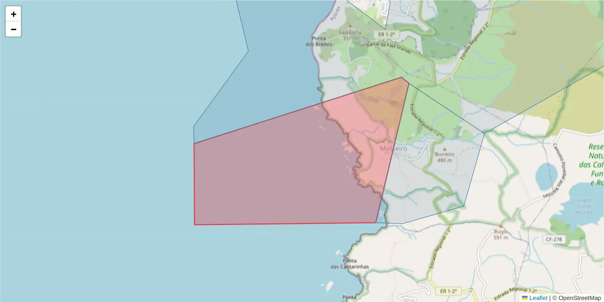 Mapa detalhado do código postal 9960-600 com limites, códigos postais vizinhos e agências dos correios