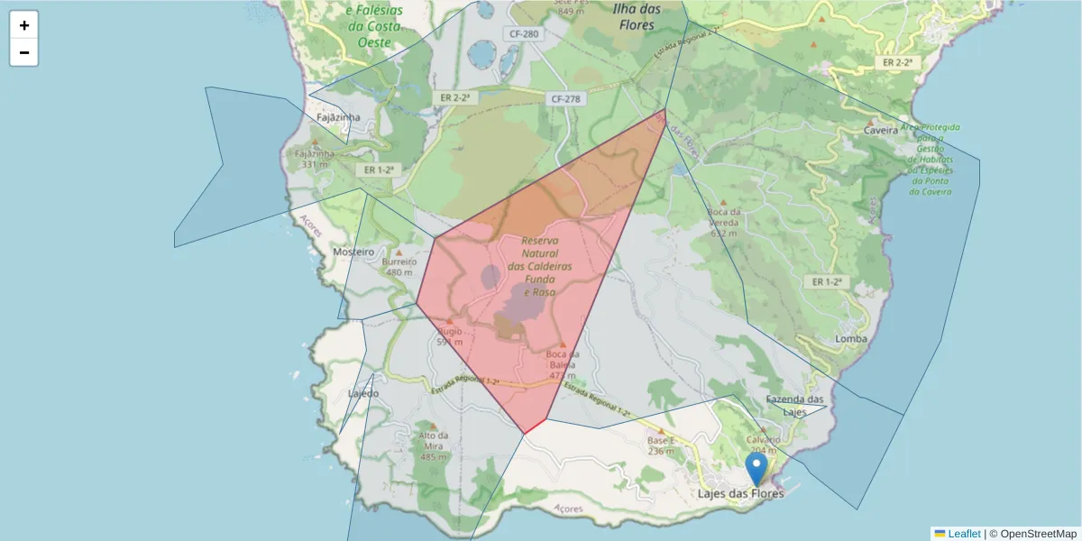 Mapa detalhado do código postal 9960 com limites, códigos postais vizinhos e agências dos correios