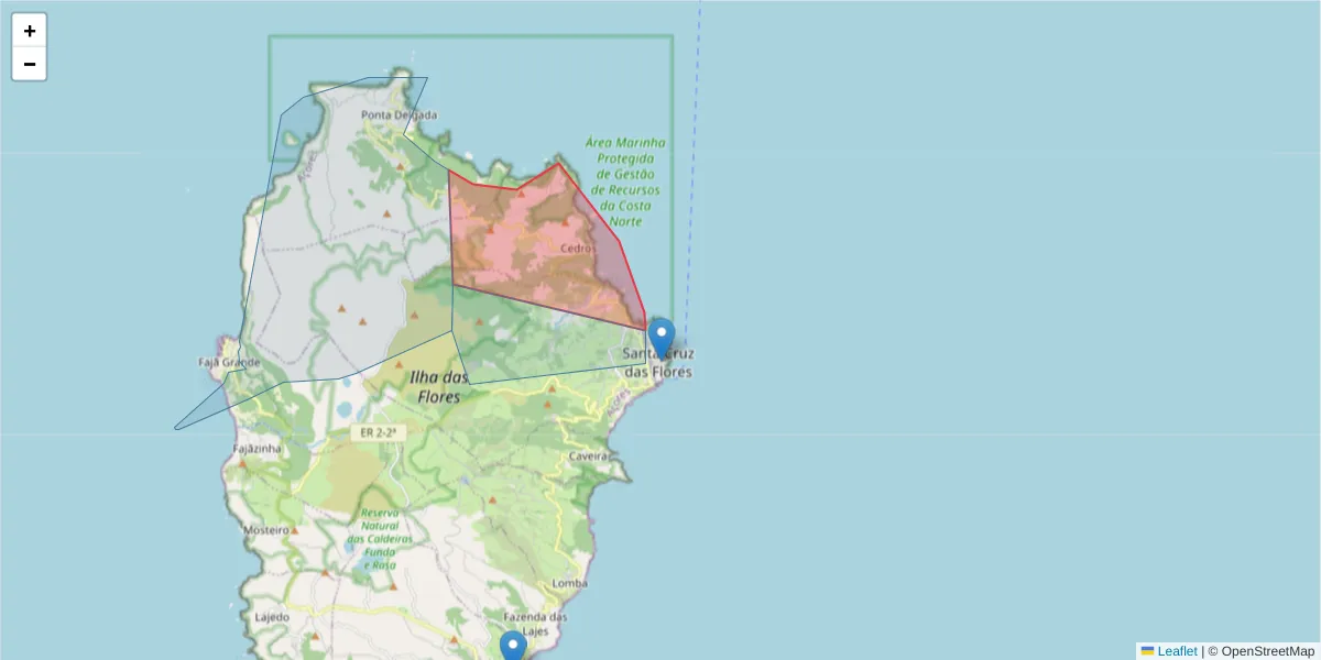 Mapa detalhado do código postal 9970-306 com limites, códigos postais vizinhos e agências dos correios